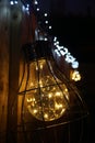 Outdoor lights in garden focusing on the foreground