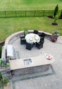 Outdoor living area on an open-air patio Royalty Free Stock Photo