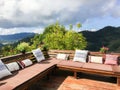 Outdoor living room or balcony with pillows Royalty Free Stock Photo