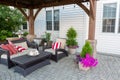 Outdoor living space on a brick patio Royalty Free Stock Photo