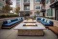 outdoor lounge area with plush seating and firepit for cozy evenings