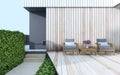 Outdoor lounge chair set floor wood and wall wood