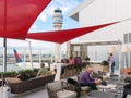 Outdoor lounge and control tower at Atlanta airport, USA Royalty Free Stock Photo