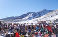 Outdoor lounge on winter sport resort