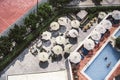 An outdoor lounging area by the pool Royalty Free Stock Photo