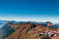 Outdoor luch area on scenic terreace of Brienzer Rothorn, Entlebuch, Switzerland Royalty Free Stock Photo