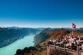 Outdoor luch area on scenic terreace of Brienzer Rothorn, Entlebuch, Switzerland Royalty Free Stock Photo