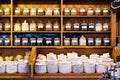 Outdoor market display of herbs and spices