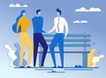 Outdoor Meeting in Park Flat Vector Illustration