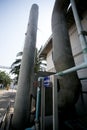 Outdoor metall air ducts ventilation system of a factory modern industry background image