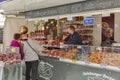 Outdoor Mozart traditional sweets street market stall. Royalty Free Stock Photo