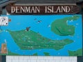 Outdoor mural showing map of Denman and Hornby islands