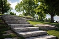 outdoor natural stone steps doubling as workout stairs