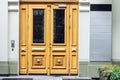 Outdoor office doors with empty signboards