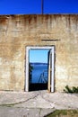 Outdoor of old prison building in Alcatraz, San Francisco CA