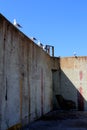 Outdoor of old prison building in Alcatraz, San Francisco CA