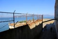 Outdoor of old prison building in Alcatraz, San Francisco CA