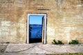 Outdoor of old prison building in Alcatraz, San Francisco CA