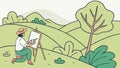 Outdoor Painter at Easel in Scenic Landscape, Flat Vector, vector design Generative AI Royalty Free Stock Photo