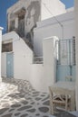 Outdoor part of a Greek taverna on the street Royalty Free Stock Photo