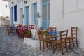 Traditional style taverna with wooden chairs Royalty Free Stock Photo