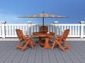 Outdoor patio with chairs and table Royalty Free Stock Photo