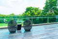 Outdoor patio deck and chair on balcony Royalty Free Stock Photo