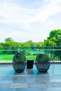 Outdoor patio deck and chair on balcony Royalty Free Stock Photo