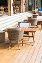 Outdoor patio with empty chair and table Royalty Free Stock Photo