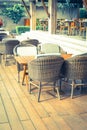 Outdoor patio with empty chair and table Royalty Free Stock Photo