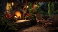 outdoor patio fireplace Royalty Free Stock Photo