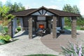 Outdoor patio garden pavilion, 3d render