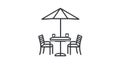 Outdoor Cafe Table With Two Chairs and Umbrella Line Art Icon Royalty Free Stock Photo