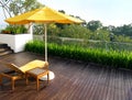 Outdoor patio in wood deck Royalty Free Stock Photo