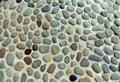 Outdoor pebble floor, massage stone walkway texture concrete wall brown floor old background decorative small stone texture Royalty Free Stock Photo