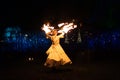 Outdoor performance by a fire entertainer in Norrviken, Sweden