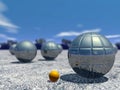 Outdoor petanque game - 3D render Royalty Free Stock Photo