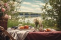 Outdoor picnic in a tranquil setting self care background