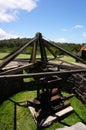 Outdoor pit where circling mules powered cane-crushing machinery