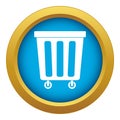 Outdoor plastic trash can icon blue vector isolated