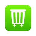 Outdoor plastic trash can icon digital green