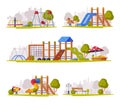 Outdoor Playground as Urban Summer Public Area for Playing Vector Set Royalty Free Stock Photo
