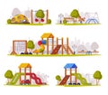 Outdoor Playground as Urban Summer Public Area for Playing Vector Set Royalty Free Stock Photo
