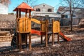 Outdoor playground for children. with slide and climbing slide Royalty Free Stock Photo