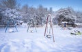 Kids Outdoor Playground in Winter Royalty Free Stock Photo