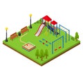 Outdoor Playground Isometric View. Vector