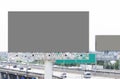 Outdoor pole billboard with mock up gray screen with expressway background. clipping path