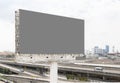 Outdoor pole billboard with mock up gray screen with expressway background. clipping path