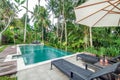 Outdoor pool area of Luxury Bali villa Royalty Free Stock Photo