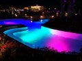 Outdoor pools thermal colorful lighted in the night